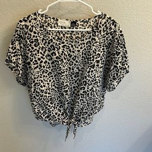 RD Style leopard print tie waist top